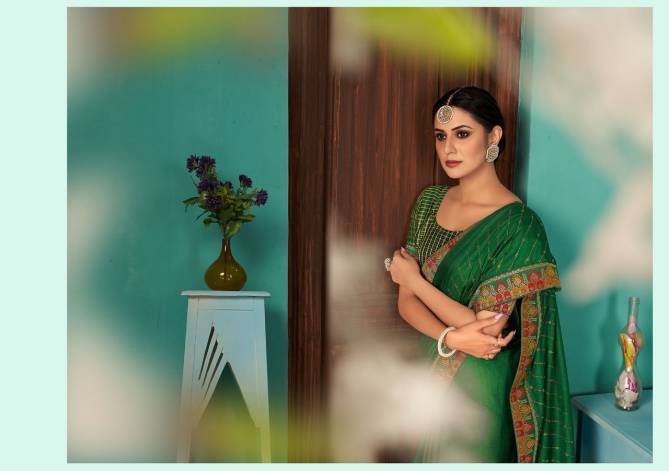 Saroj Twinkle Stylish Festive Wear Vichitra Silk Heavy Latest Saree Collection